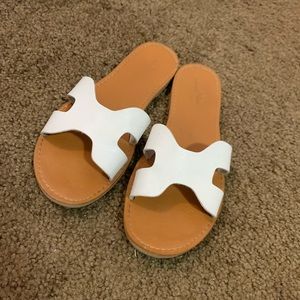 White Slip On Sandals Size 6